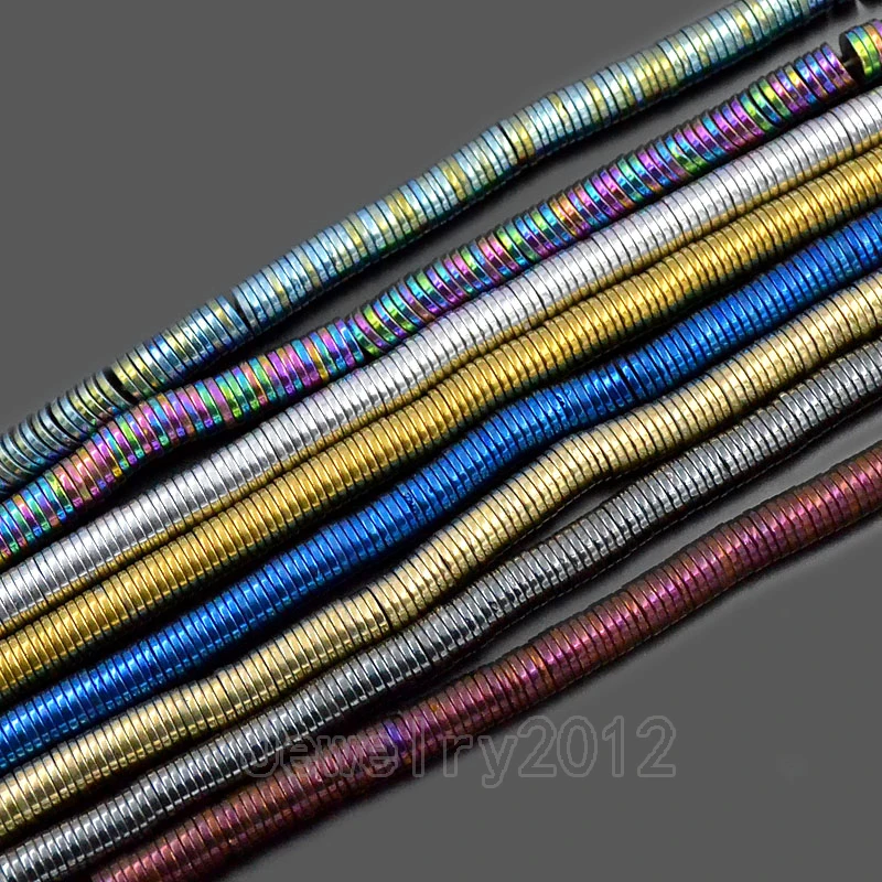 

5Strands/Lot Hematite Heishi Matte Smooth Gem stone Sliced Beads 2mm 3mm 4mm 6mm 16'' Diy Jewelry Making Wholesale