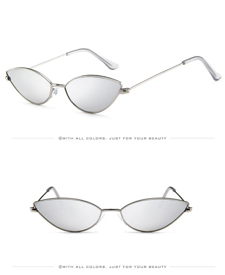 ZXWLYXGX новые модные солнцезащитные очки женские металлические ретро цветные прозрачные маленькие цветные солнцезащитные очки кошачий глаз UV400