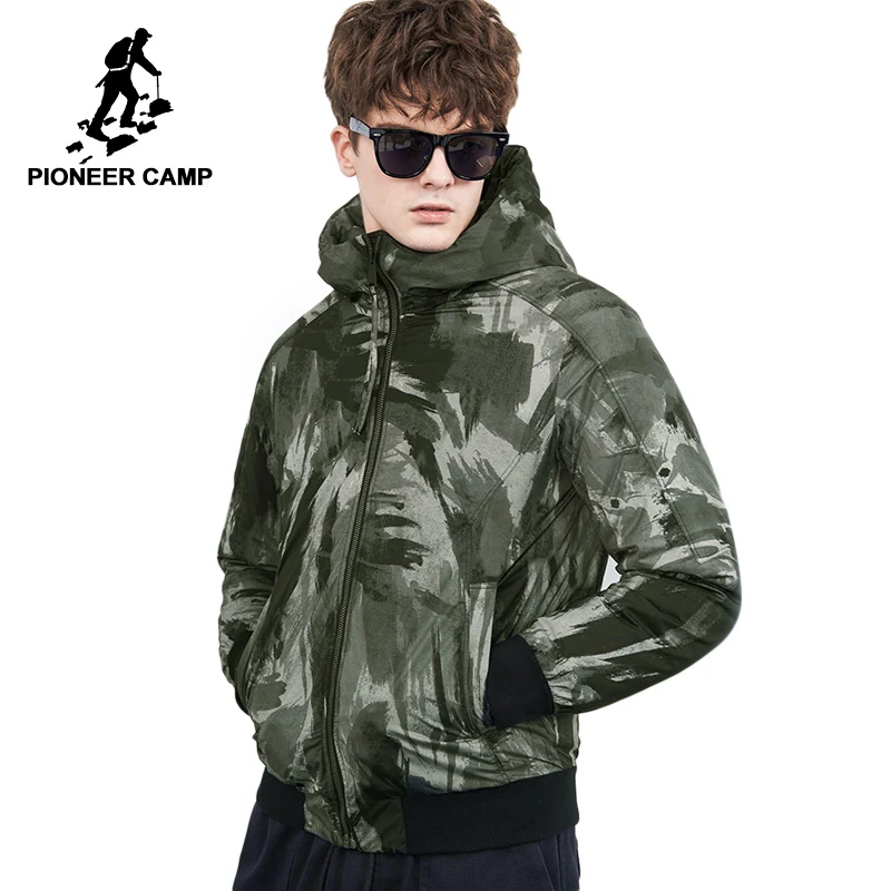 Pioneer camp новый зимний пуховик Мужская брендовая одежда камуфляжная короткая