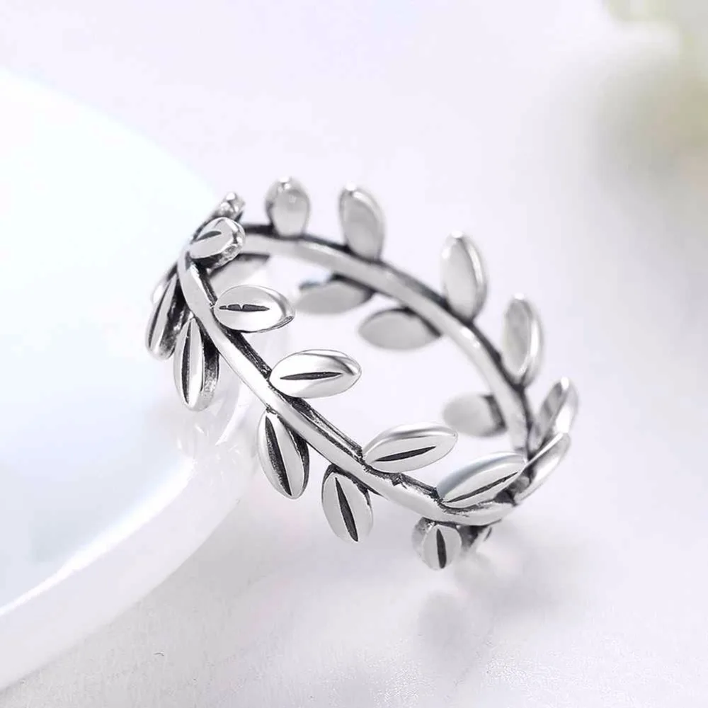 Solid 925 Sterling Silver Ring Leaves Shape OL Accessories Jewelry Rings For Women (JewelOra RI102591)