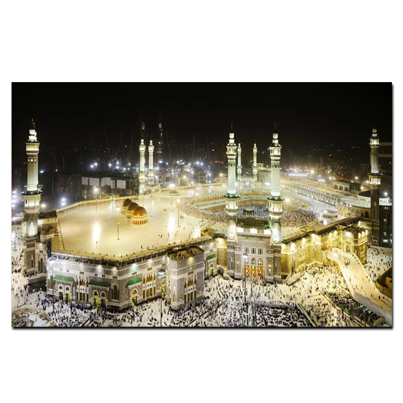 HD принт Мекка исламский священный пейзаж картина маслом Религиозная архитектура мусульманская мечеть Настенная картина для гостиной Куадрос