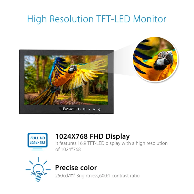 EYOYO JSWHD07 " TFT lcd цветной HDMl BNC монитор экран для ПК CCTV DVR камера безопасности
