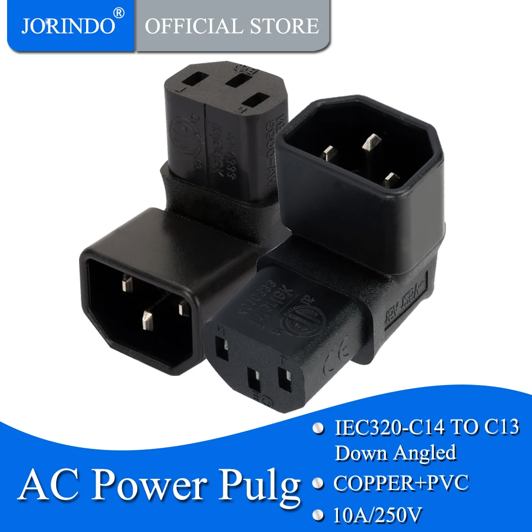 JORINDO вниз Ang светодиодный адаптер IEC, правый Ang светодиодный IEC 320 C14 до C13 ЖК-/светодиодный настенный проектор, который требует гнездо адаптера питания