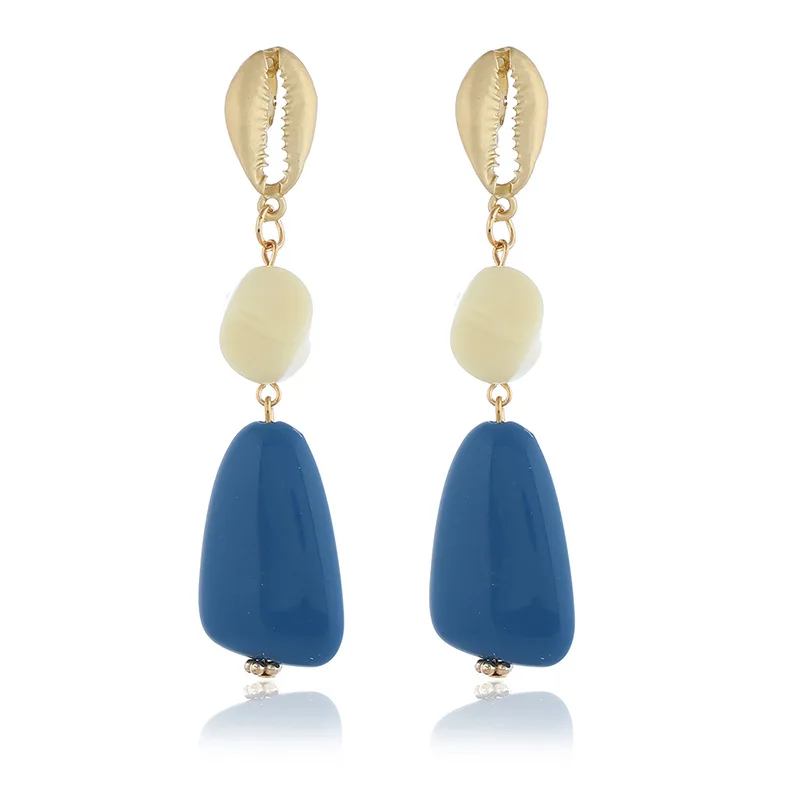 

Women Dangle Earrings Tassel Shell Resin Gold Color Drop Hanging Bohemian Earring Long Ethnic Statement Aretes Pendientes DAE021