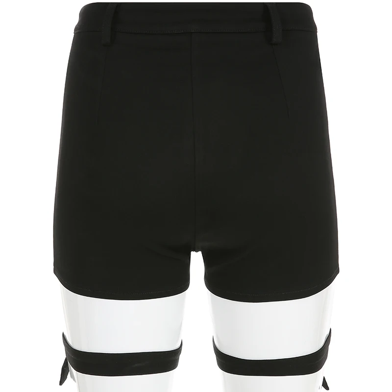 Rockmore Black Gothic Detachable Denim Mini Shorts Women Cotton Punk Style Short Pants Female Casual Shorts Streetwear Clubwear