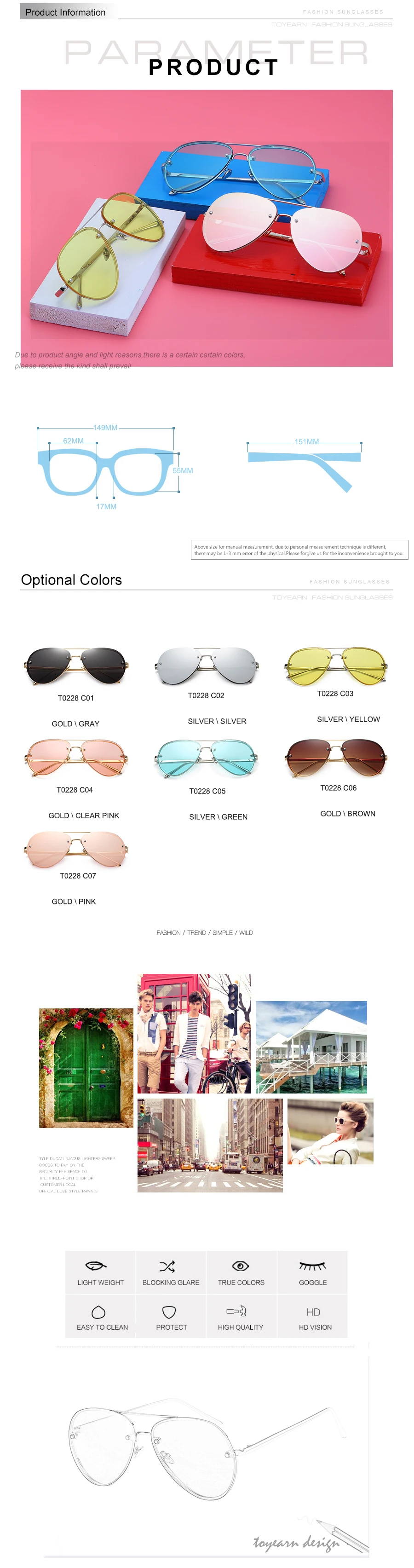 2020 neue Mode Marke Design Vintage Randlose Pilot Sonnenbrille Frauen Männer Retro Klare Linse Beschichtung Spiegel Sonnenbrille für_voghion.com