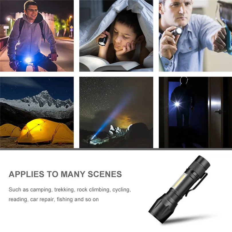COB Flashlight 18650 Super Bright Torch Led Waterproof Handheld Flashlights Torch Pocket Work Light Linterna Led 20NE159