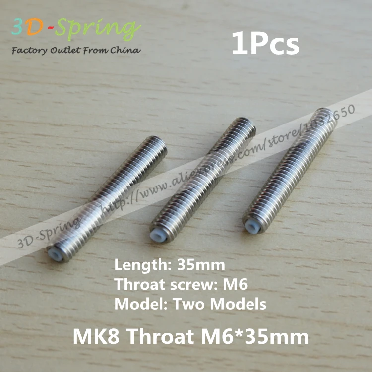 

MK8 Heatbreak M6 Heat Break 35mm Throat 1.75mm with Teflon 4.1mm Bore M6*35mm Stainless Steel for 3D Printer