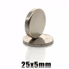 2 шт. 25 мм x 5 мм супер круглый цилиндр неодимовые постоянные магниты 25x5 Новое искусство ремесло соединение 25*5