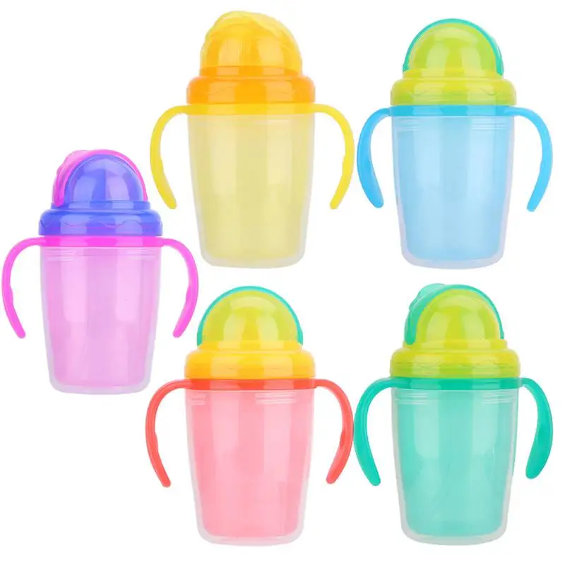 230ML Kids Children Learn Drinking Cups Straw Feeding Bottle Cup with