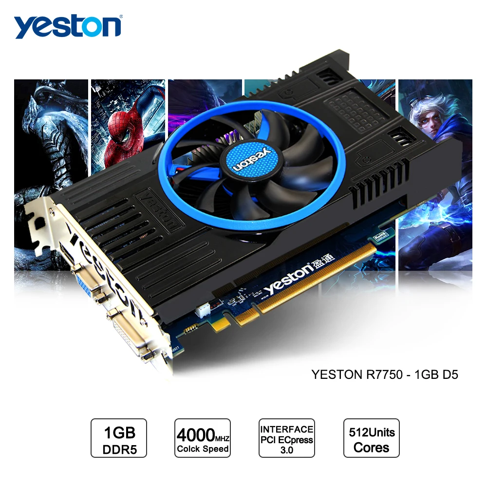 Yeston Radeon R7750 GPU 1GB GDDR5 128bit Gaming Desktop