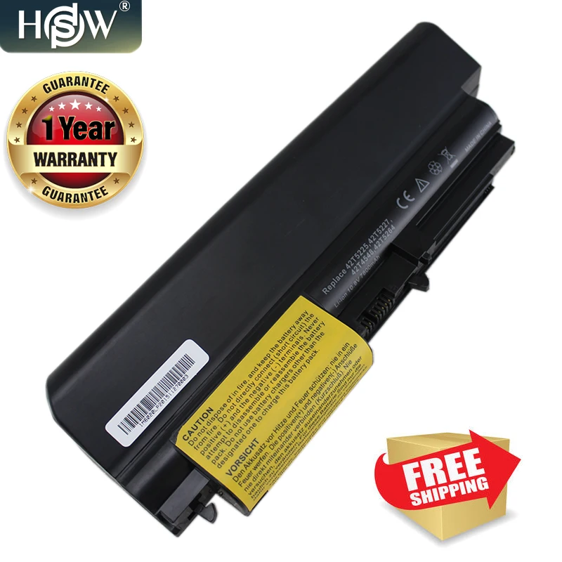 Новый аккумулятор HSW с 9 ячейками для ноутбука Lenovo ThinkPad R61 T61 R61i R61e R400 T400 T61p T61u Series(14