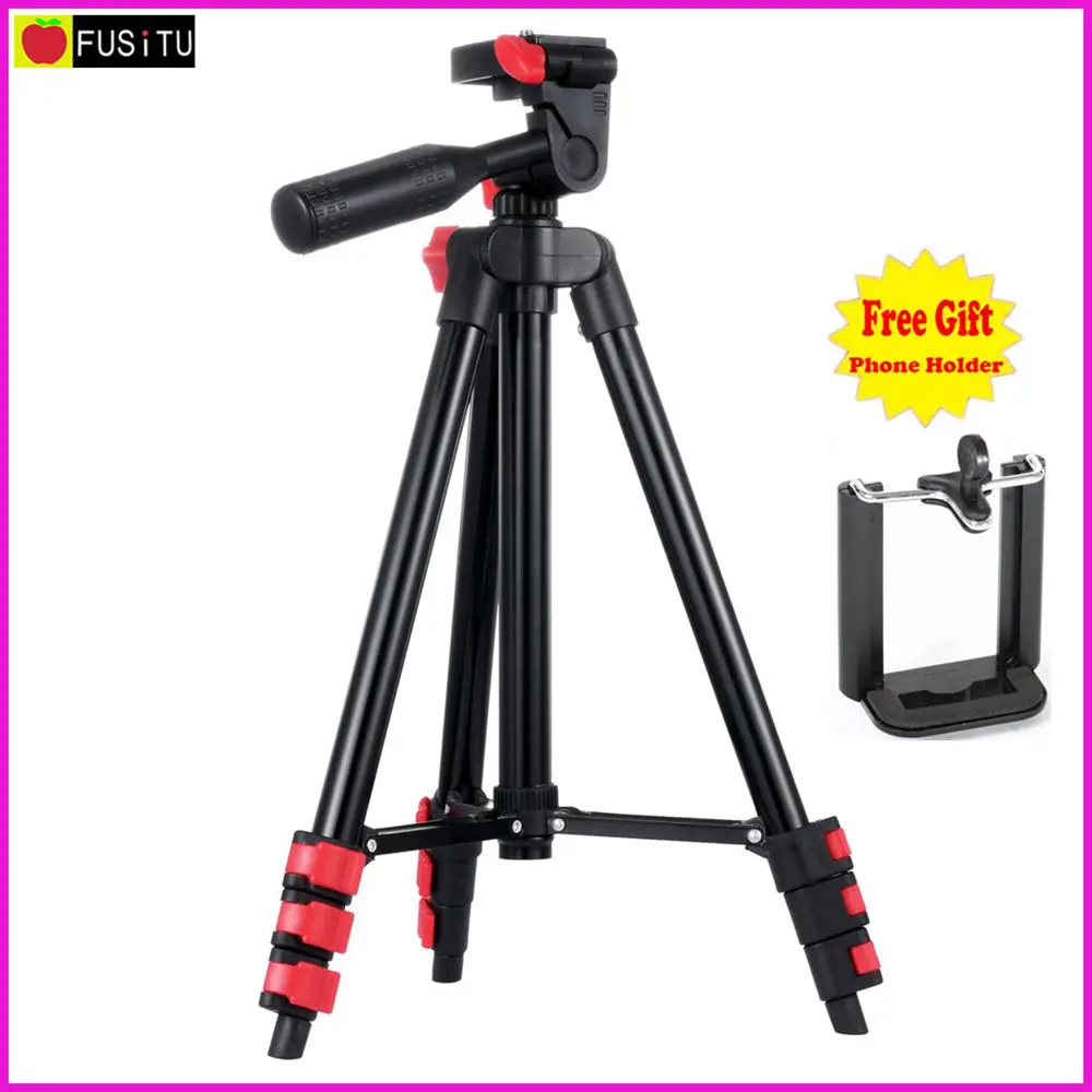 

New products FOSOTO FT-810C Tripod 4 section Floor tripod+ phone holder For Cellphone Smartphone Canon Sony Nikon Compact Camera