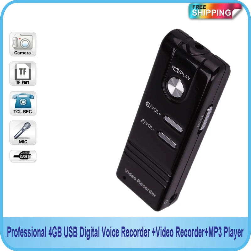 

Hnsat Professional 4GB USB Digital Voice Recorder with Video Recorder and MP3 Function Free shipping!