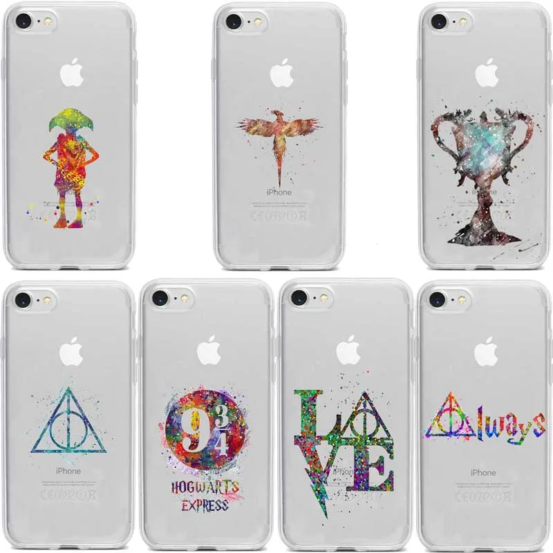 

Harry Potter Magia Da Arte Da aguarela Aves Veados Claro Soft TPU Tampa Do Telefone para 4 5 6 7 8 X Plus Casos Pro Funda Coque