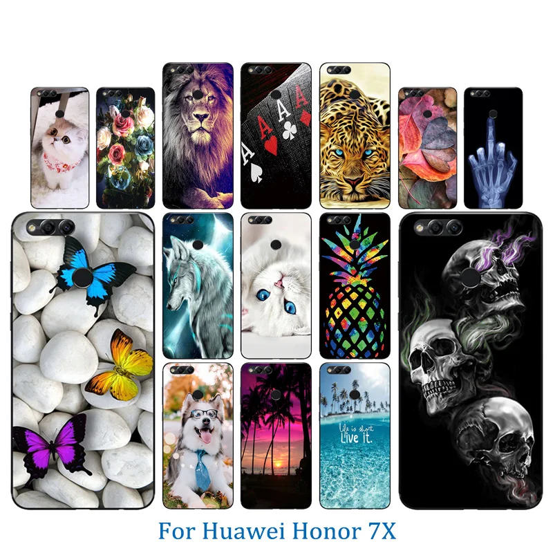Новые чехлы для Huawei Honor 7X Marb мягкая шелкопрядная оболочка задняя крышка телефона 5
