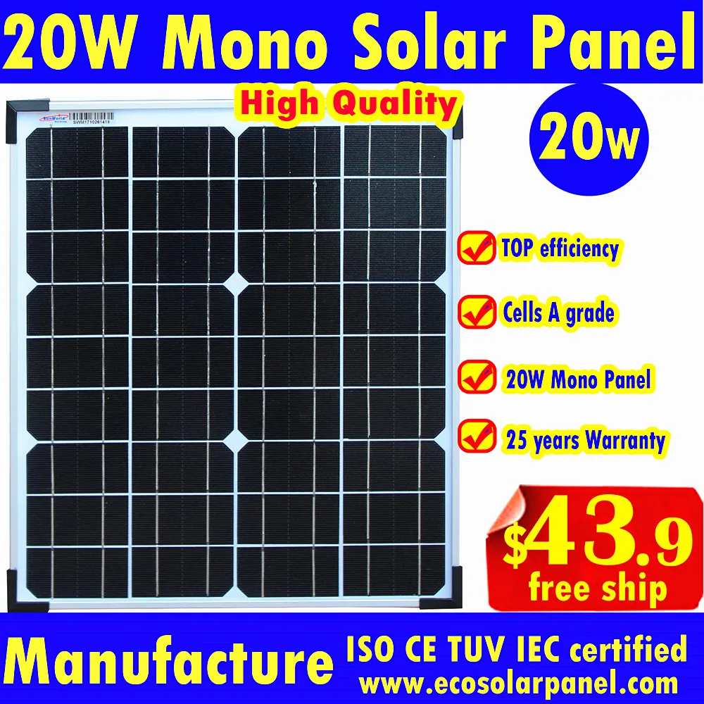 20 Вт солнечная панель или 20 ваттная солнечная панель для зарядки 12 В батареи Германии моно солнечные батареи для света, солнечная система питания