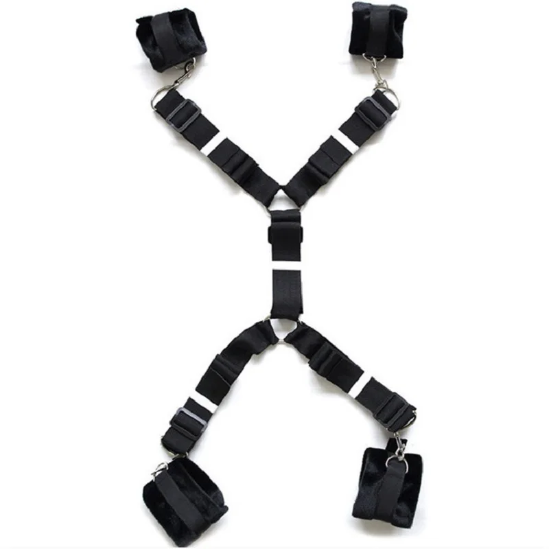  Adjustable Bed BDSM Bondage Handcuff Leg Open Restraints Neck Ankle Strap Kit slave Straps Erotic f