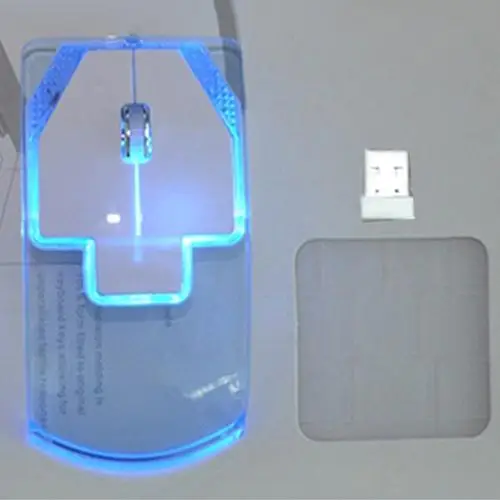 

Hot New Promotion Small Special Shaped Transparent 2.4GHz Wireless Optical Luminous Mouse IN STOCK