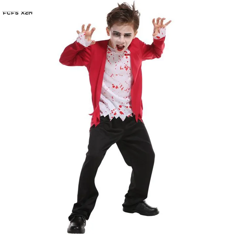 

M-XL Boys Halloween walking dead Costumes for Kids Children Vampire Zombie Cosplays Purim Carnival parade Masquerade party dress