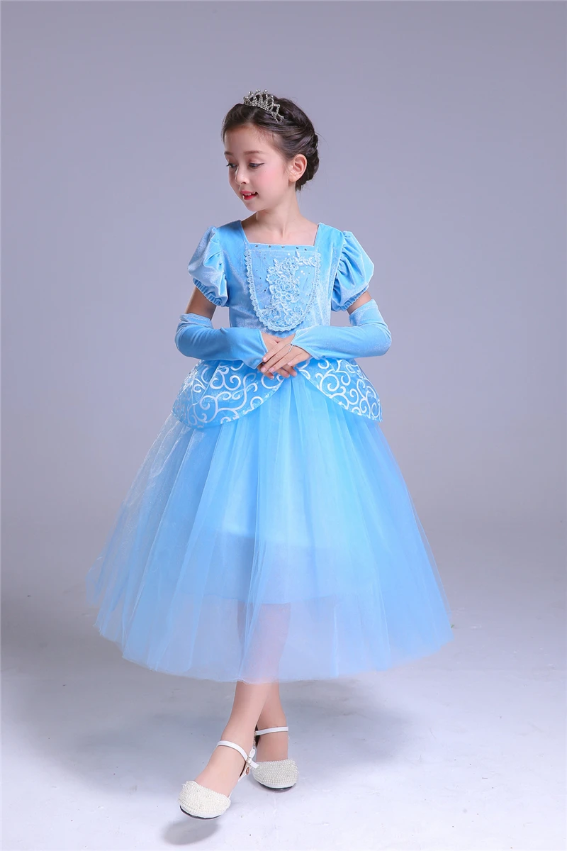 Платье Золушки для праздничное платье для девочек Карнавальный костюм на Хэллоуин детская одежда принцессы Золушки платья с героями мультфильмов для девочек