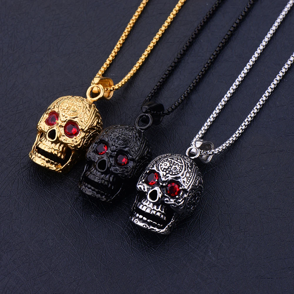 Collar Acero Dorado Placa Cráneo Calavera Real 26 x 16 mm - Joyería y accesorios de acero Collar Acero Dorado Placa Cráneo Calavera Real 26 x 16 mm - Joyería y accesorios de acero