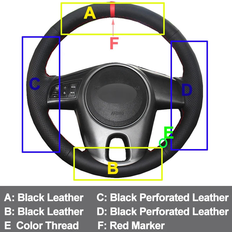 HuiER Ручной Чехол рулевого колеса автомобиля красный маркер для Kia Forte Kia Soul Kia Rio 2009-2011 рулевое колесо авто аксессуары