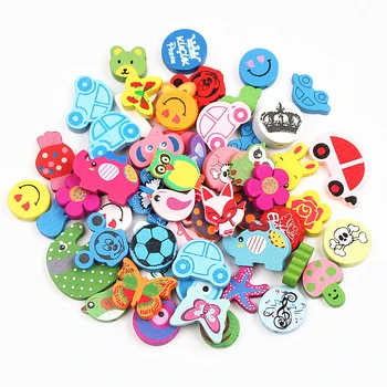 

100pcs Random Various Shapes Wooden Bead Multicolor Loose Spacer Wood Beads For Jewelry Making 13-35mm Diy