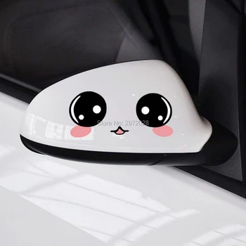 

2 x Funny Creative Car Styling Lovely Face Emotions Car Whole Body Rear View Mirrors Stickers Creative Pattern Vinyl Decals
