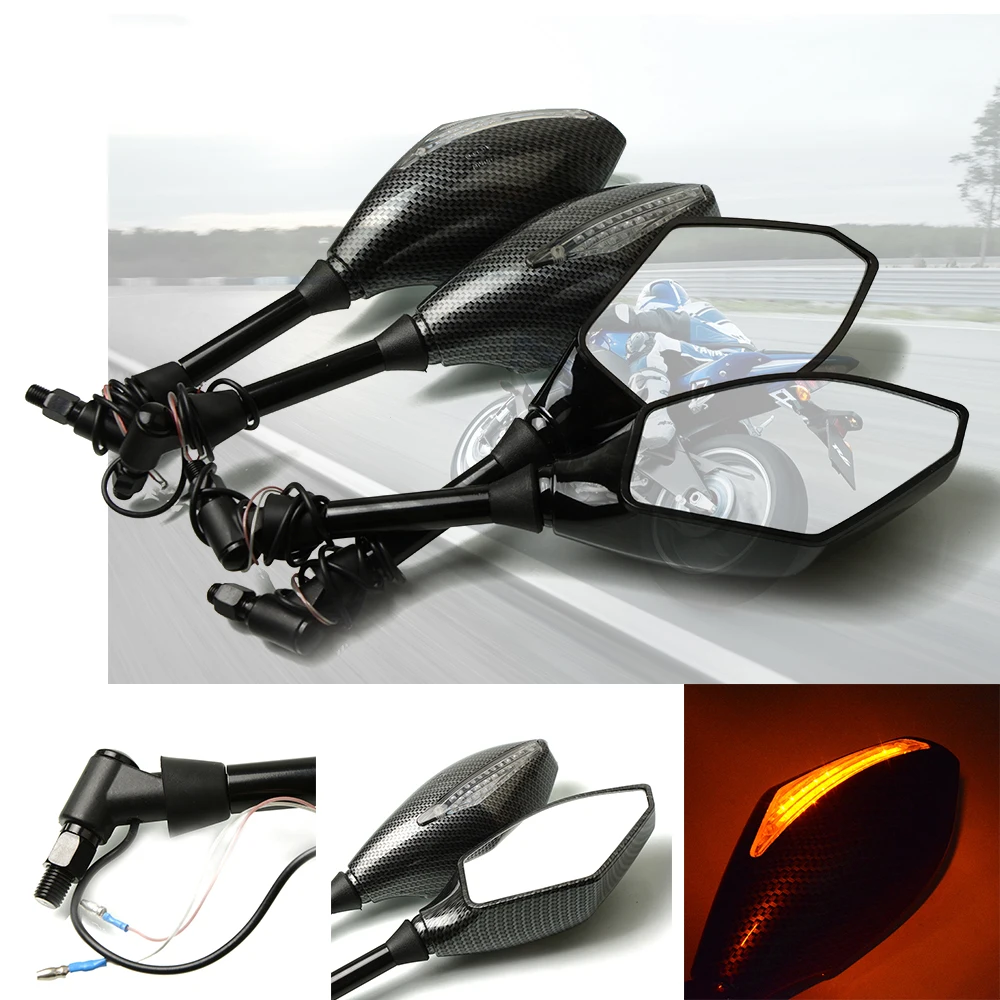 

Universal for all 1 pair mirrors motorcyle with turn signal ABS Aluminum Motorbike Side rearview mirror For Yamaha beneli suzuki