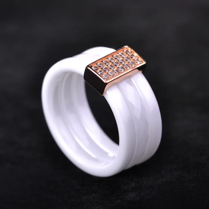 Madrry Perfect Polished Ceramic Rings For Women Man Black White Three