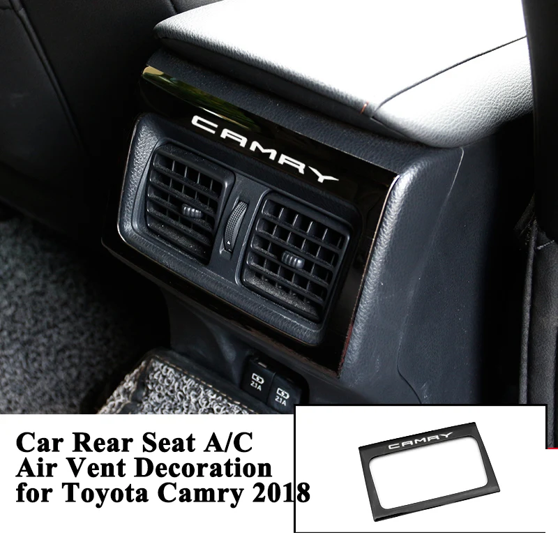 

1pc Car Rear Seat Back A/C Air Vent Outlet Cover Decoration Logo Trim Sticker Styling Car Accessories for Toyota Camry 2018 2019