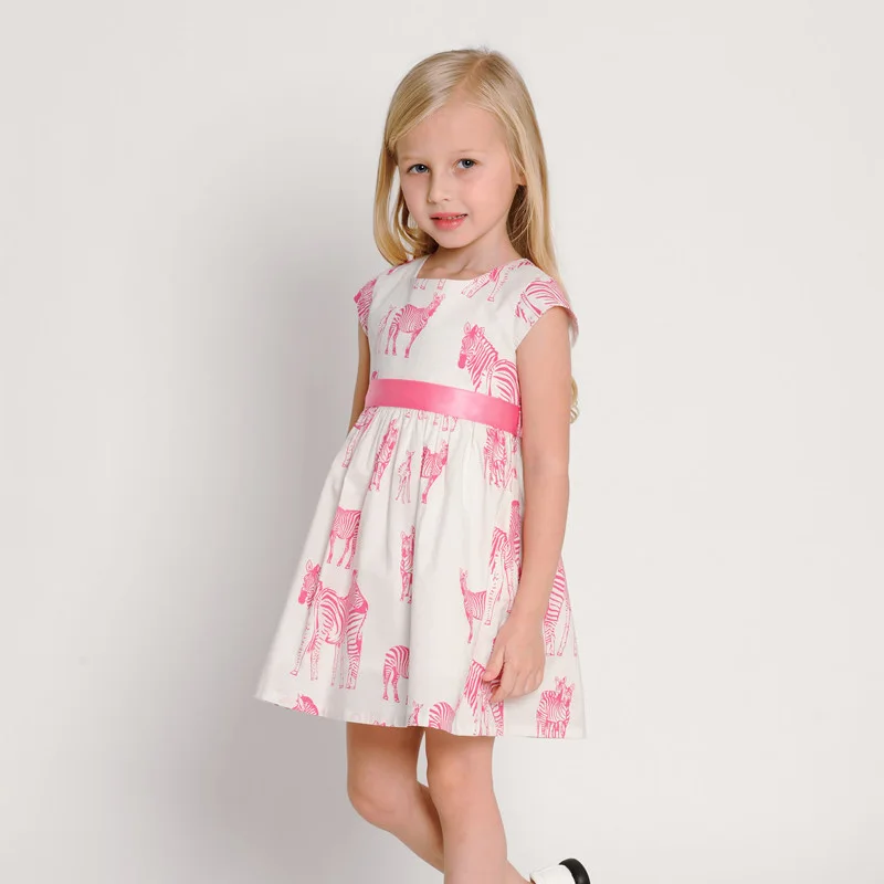 

2017 new summer cotton dress girl o neck zebra kids clothing dress princess party dress children clothes baby girl vestido