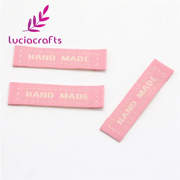 Lucia crafts 50 шт./лот 1*4,5 см этикетки для одежды ручной работы Тканые этикетки для одежды стирающиеся этикетки для одежды этикетки L0801 - Цвет: Pink 50pcs