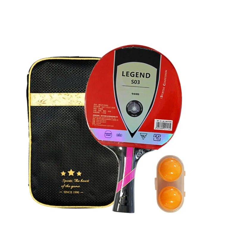 

1 Set TableTennis Racket Finished Film Double-sided Anti-adhesive Horizontal Shot / Long Handle+ Square Bag +2PC Ball