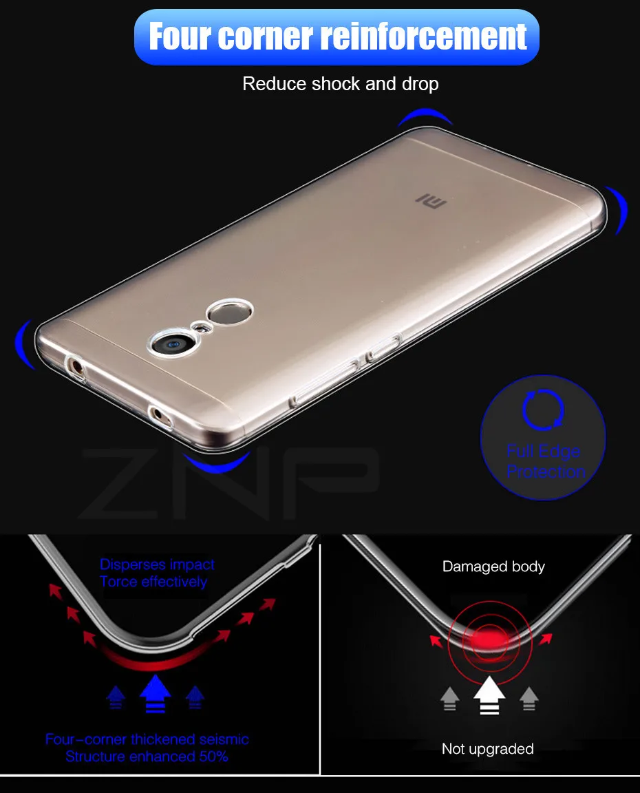 ZNP, ультра тонкий мягкий прозрачный ТПУ чехол для Xiaomi Redmi Note 4 4X Pro, силиконовый чехол для Redmi Note 4X, чехол для телефона