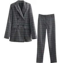 Set female 2018 autumn new temperament casual Slim plaid small suit jacket + plaid trousers elegant fashion two-piece Set female 2018 autumn new temperament casual Slim plaid small suit jacket + plaid trousers elegant fashion two-piece
