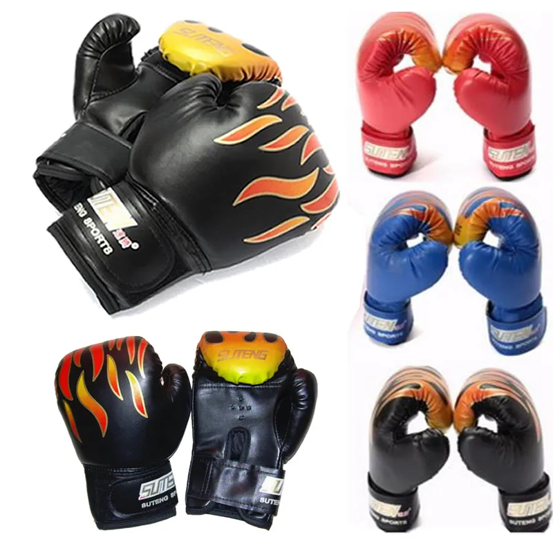 PU Leather Kids Children Flame Boxing Gloves Punch For Boy Beginner Sparring Training Mitts Gift