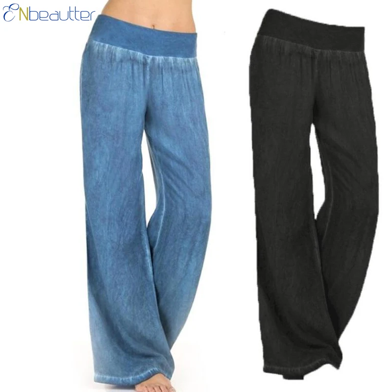 ENbeautter Plus Size S-5XL Wide Leg Pants Women Ca...