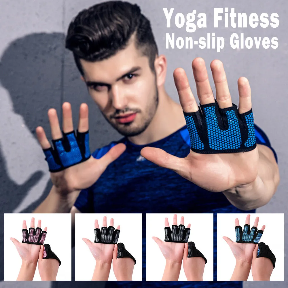 

Men Women Yoga Fitness Gloves Weight Lifting Gym Training Gloves For Work Breathable anti-skid protective palm four finger#a5