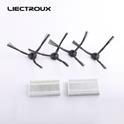 (Для Q7000 Q8000) Запасные части для LIECTROUX Вакуумная Чистка робот, в том числе боковая щетка x 4 шт. + HEPA фильтр x 2 шт