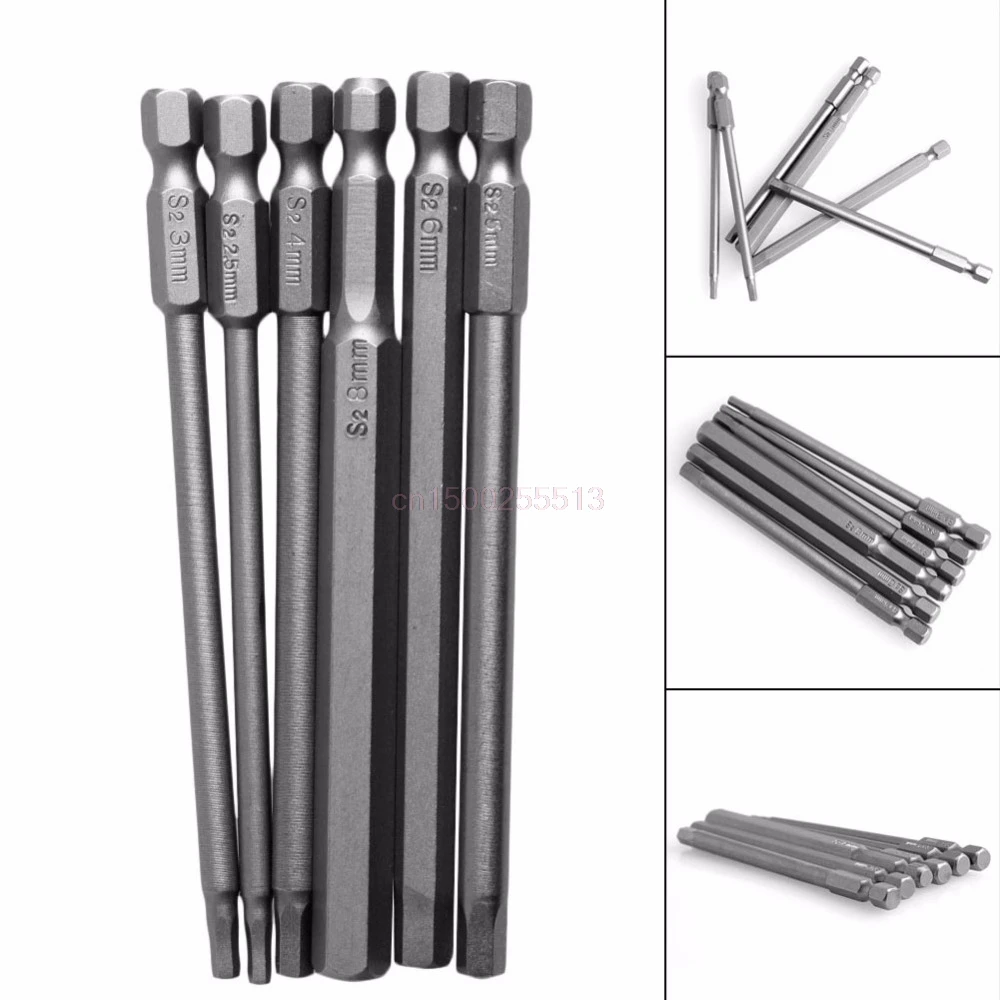 6 шт./компл. T2.5 T8 100 мм Магнитная отвертка Torx биты 1/4 &quotшестигранный