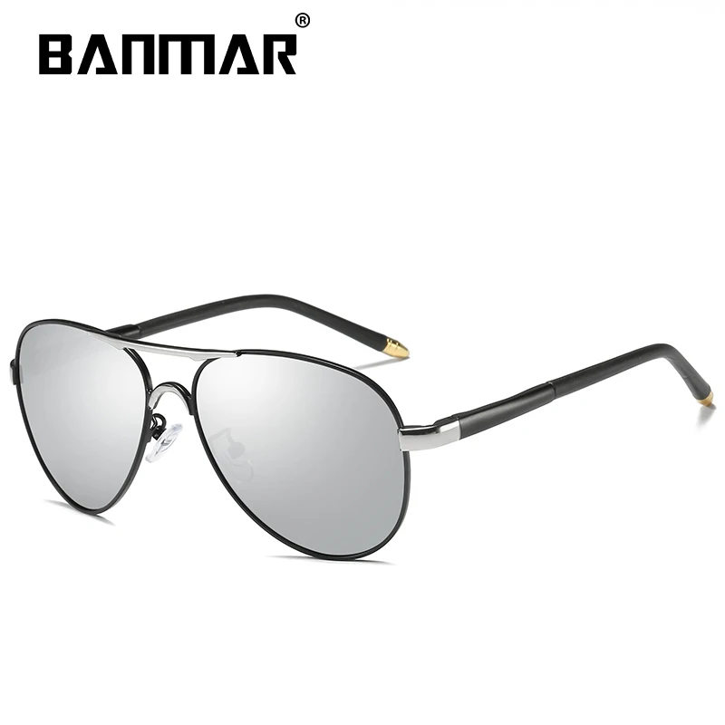 BANMAR мужские солнцезащитные очки для вождения UV400 защита мужские солнцезащитные очки поляризованные женские солнцезащитные очки De Sol Оттенки для мужчин - Цвет линз: BLACK SILVER SILVER