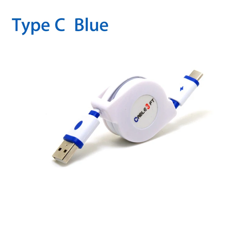 2 м 3 м usb type C выдвижной кабель для samsung A50 S10 S9 S10E huawei p20 p30 mate20 mate10 oneplus 7 pro Кабель зарядного устройства для телефона - Цвет: Blue Type C cable