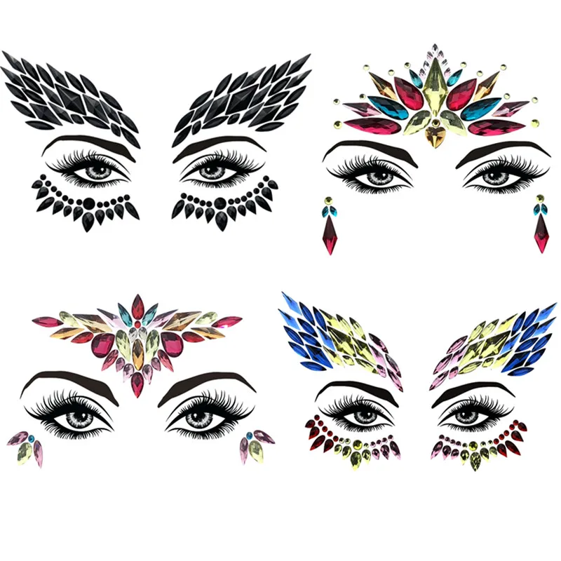 

Adhesive Face Gems Rhinestone Temporary Tattoo Jewels Festival Party Body Glitter Flash Temporary Tattoos Stickers Makeup Set