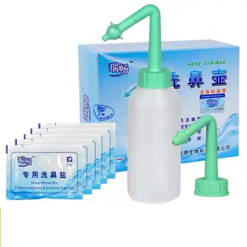 

Adults/Children Nasal wash nasal irrigation device rhinitis nasal wash pot l wash saline nasal wash with 5 pack Nasal wash salt