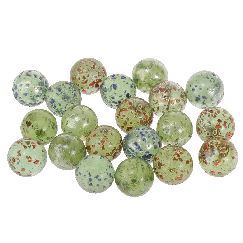 16mm Small Glass Marbles, Pack of 20, Kids Marble Game Toy, Chinese Checkers Accessory - Green