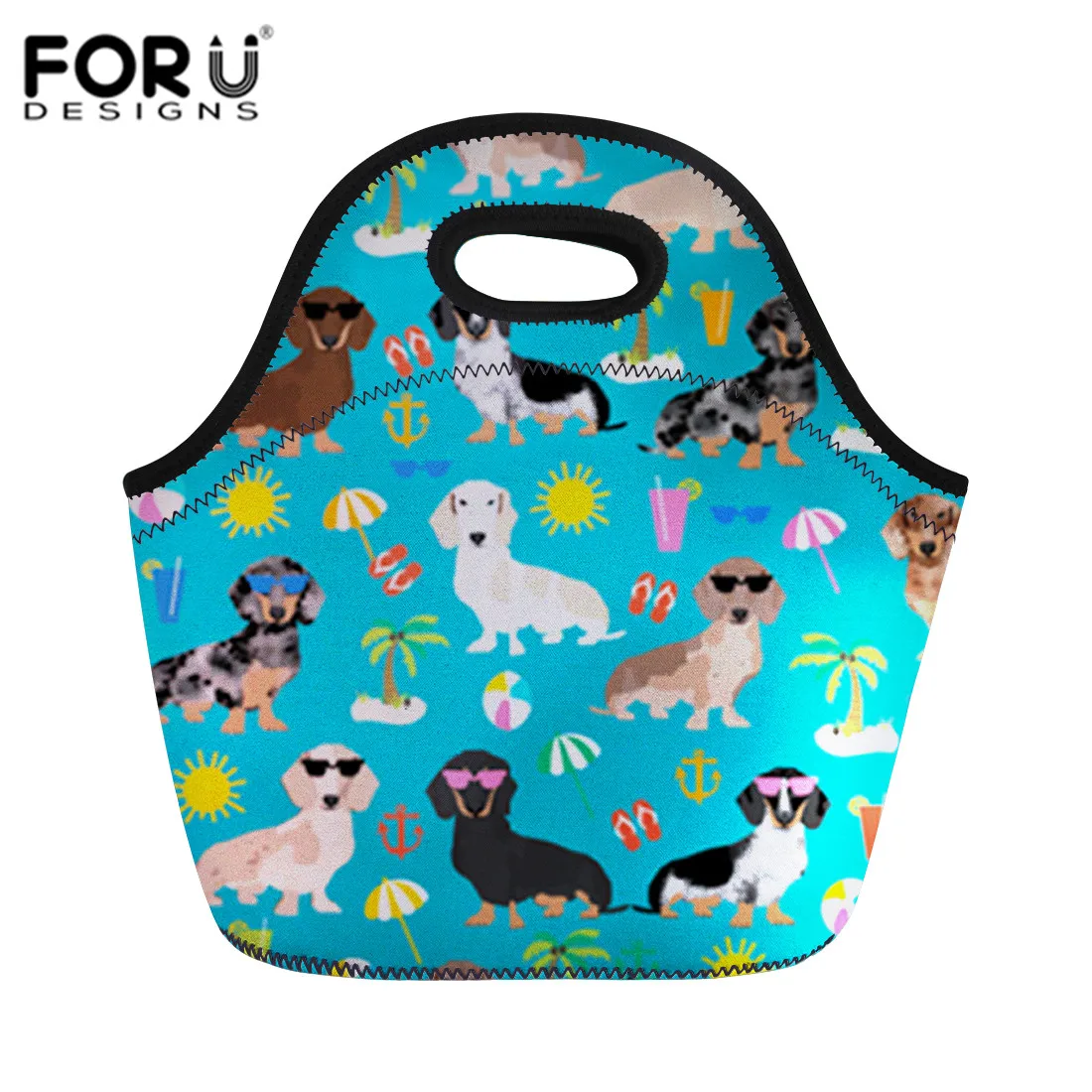 FORUDESIGNS Cool Dachshunds Lunch Totes For Children Neoprene Thermal ...