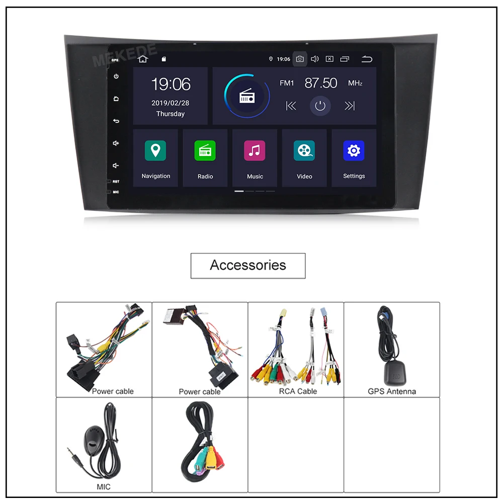 Excellent Mekede DSP IPS Android 9.0 quad core Car DVD Player GPS For Mercedes/Benz/E-Class/W211/E200/E220/E300/E350 with 4G wifi BT 7
