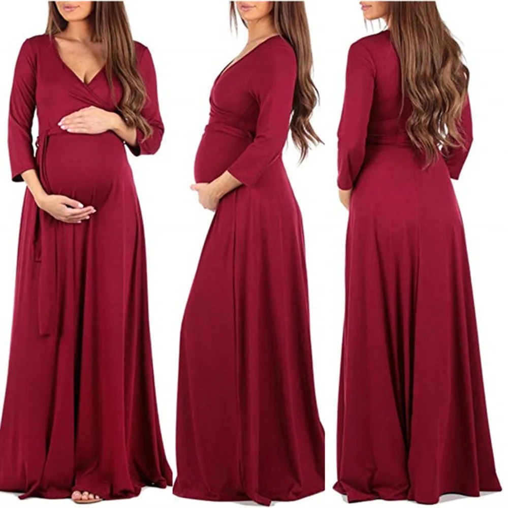 red long dress for pregnant lady